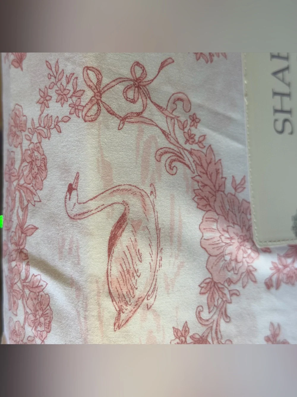 Shabby Chic Queen Sheet Set Pink White Swan Toile Floral 4 Piece Microfiber NEW